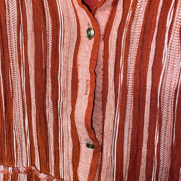 Francesca's Blue Rain Orange Striped Tiered Tunic Top Women's Size Small - Picture 4 of 7